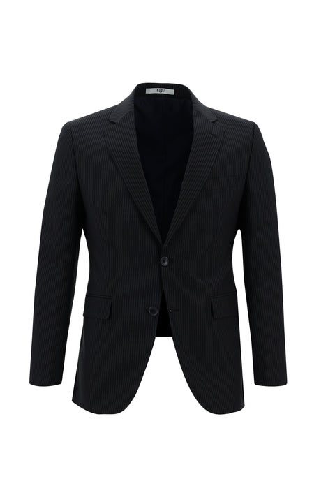 Dark Navy 7 Drop Slim Fit Striped Suit