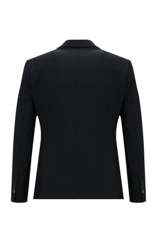  Koyu Lacivert 7 Drop Slim Fit Dar Kesim Çizgili Takım Elbise