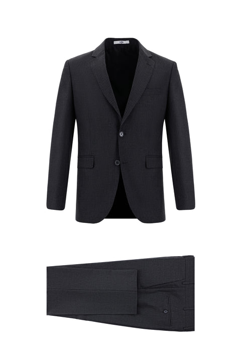 Medium Anthracite 7 Drop Slim Fit Striped Suit