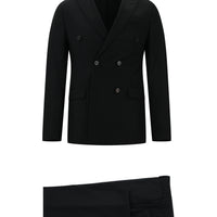 Koyu Antrasit 7 Drop Super Slim Fit Eksra Dar Kesim Kruvaze Çizgili Takım Elbise