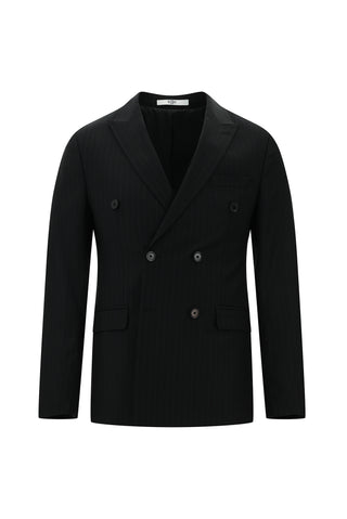  Koyu Antrasit 7 Drop Super Slim Fit Eksra Dar Kesim Kruvaze Çizgili Takım Elbise