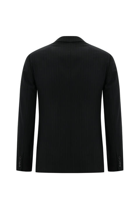 Koyu Antrasit 7 Drop Super Slim Fit Eksra Dar Kesim Kruvaze Çizgili Takım Elbise