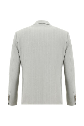  Açık Bej 7 Drop Slim Fit Dar Kesim Kruvaze Çizgili Takım Elbise