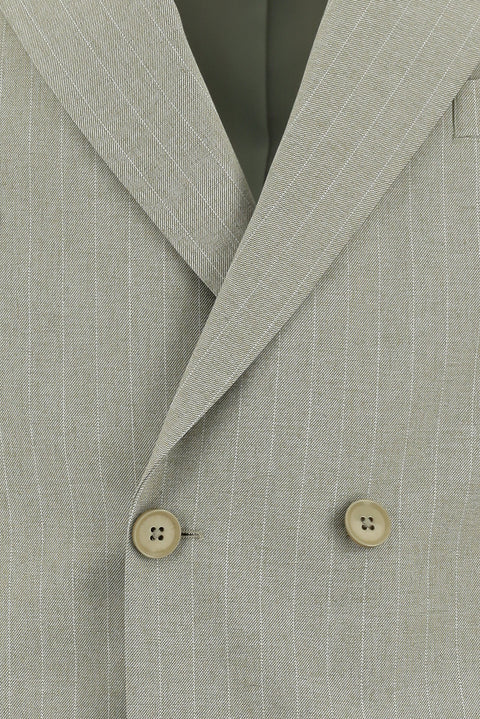 Light Beige 6 Drop Regular Fit Standard Cut Double-Breasted Striped Suit