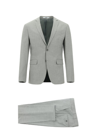  Orta Gri 7 Drop Super Slim Fit Eksra Dar Kesim Fit Çizgili Takım Elbise