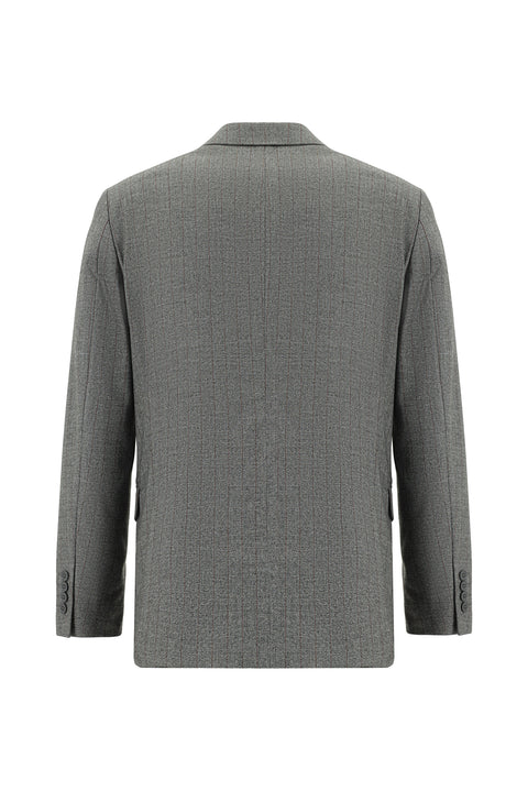 Light Gray 6-Drop Regular Fit Standard Cut Striped Double-Breasted Suit