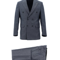 Dark Blue 6 Drop Regular Fit Standard Cut Striped Double-Breasted Suit