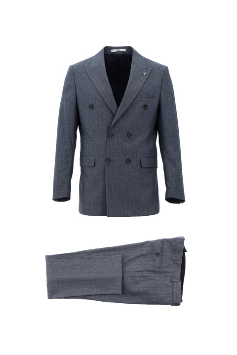 Dark Blue 6 Drop Regular Fit Standard Cut Striped Double-Breasted Suit