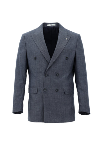  Koyu Mavi  6 Drop Regular Fit Standart Kesim Çizgili Kruvaze Takım Elbise