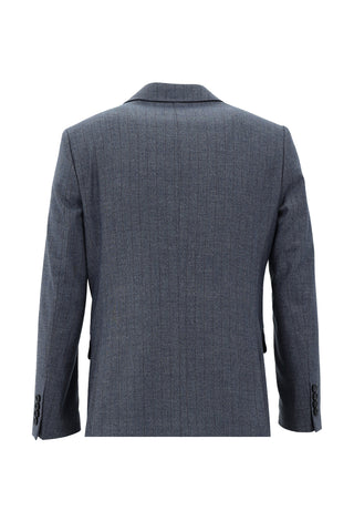  Koyu Mavi  6 Drop Regular Fit Standart Kesim Çizgili Kruvaze Takım Elbise