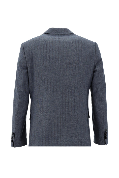 Dark Blue 6 Drop Regular Fit Standard Cut Striped Double-Breasted Suit