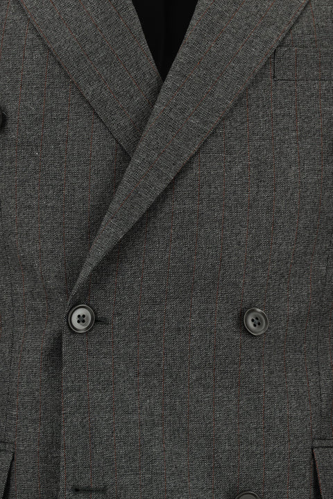 Medium Anthracite 6 Drop Regular Fit Standard Cut Striped Double-Breasted Suit
