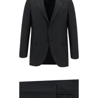Siyah 7 Drop Super Slim Fit Eksra Dar Kesim Çizgili Takım Elbise