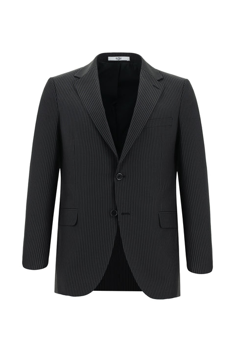 Siyah 7 Drop Super Slim Fit Eksra Dar Kesim Çizgili Takım Elbise