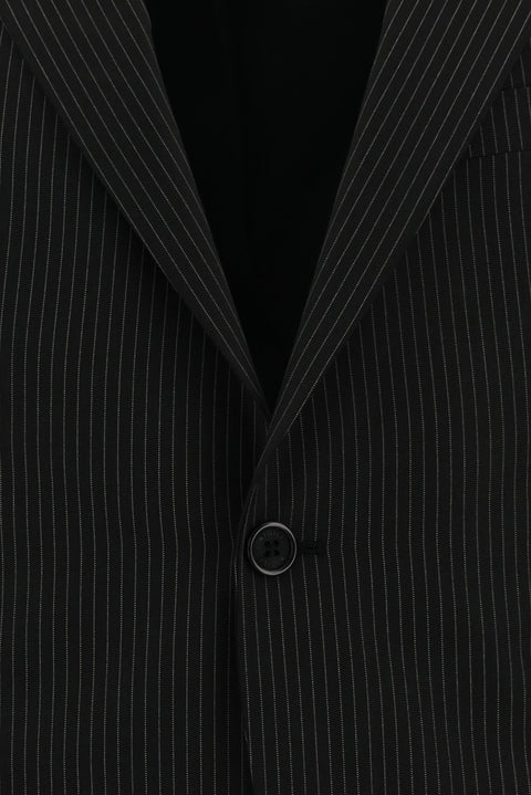 Black 6-Drop Regular Fit Standard Cut Striped Suit