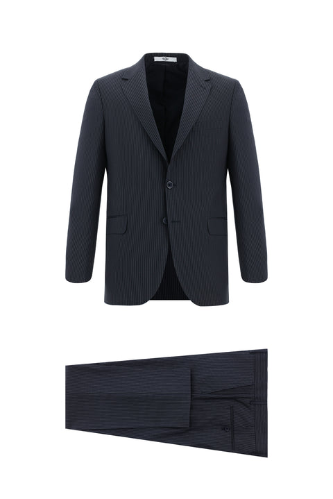 Dark Navy 6 Drop Regular Fit Standard Cut Striped Suit