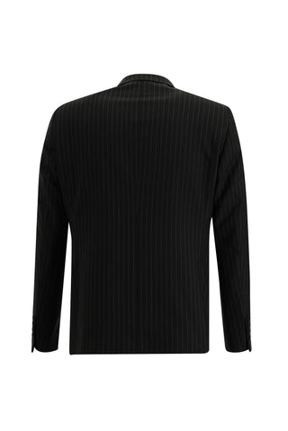  Siyah 6 Drop Regular Fit Standart Kesim Çizgili Kruvaze Takım Elbise