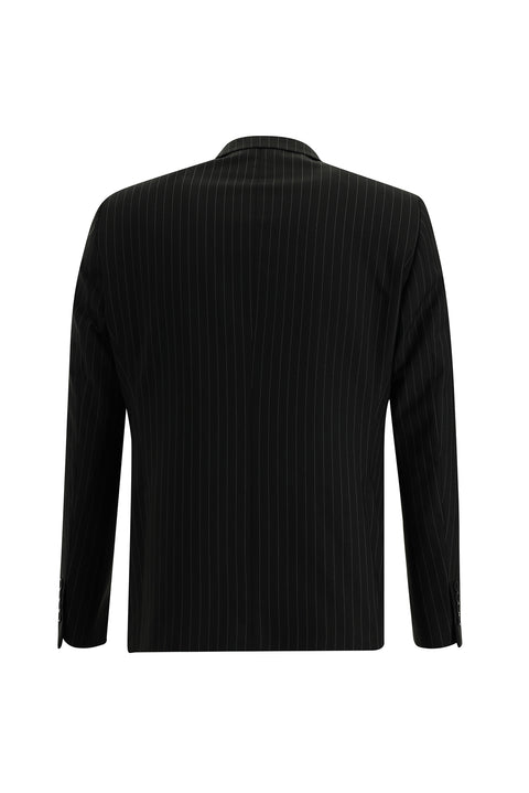 Black 7 Drop Super Slim Fit Extra Narrow Cut Striped Double-Breasted Suit