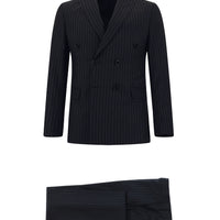 Dark Navy 6 Drop Regular Fit Standard Cut Striped Double-Breasted Suit