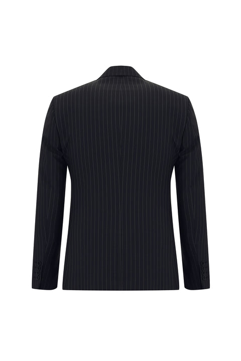 Dark Navy 7 Drop Super Slim Fit Extra Narrow Cut Striped Double-Breasted Suit