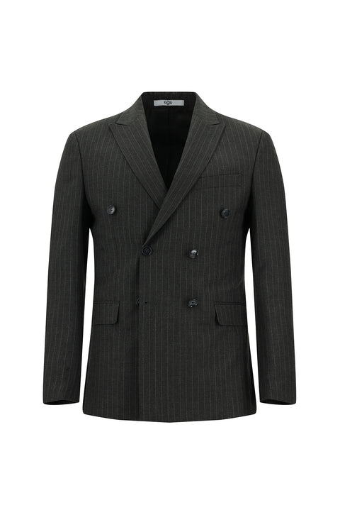 Medium Anthracite 7 Drop Super Slim Fit Extra Narrow Cut Striped Double-Breasted Suit