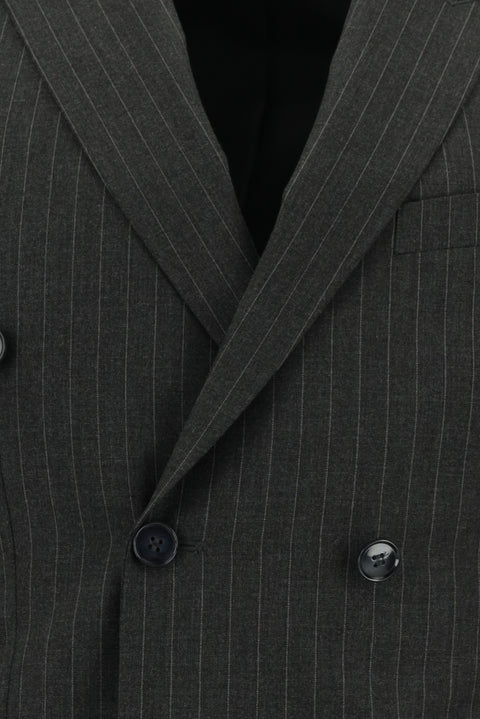 Medium Anthracite 6 Drop Regular Fit Standard Cut Striped Double-Breasted Suit