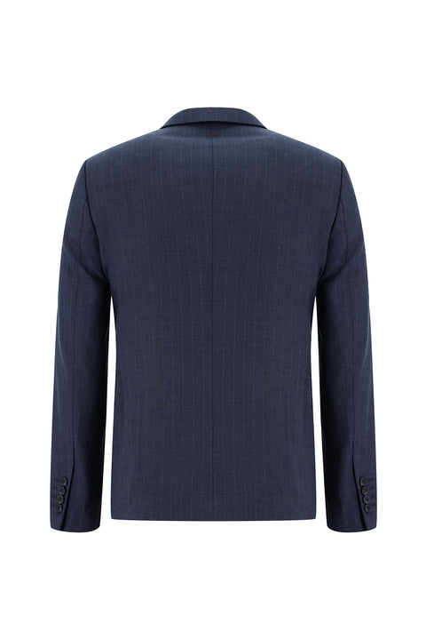 Medium Navy 7 Drop Super Slim Fit Extra Narrow Cut Double-Breasted Striped Suit