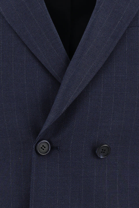 Medium Navy 7 Drop Super Slim Fit Extra Narrow Cut Double-Breasted Striped Suit