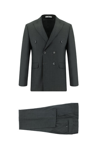  Koyu Füme 7 Drop Slim Fit Dar Kesim Çizgili Kruvaze Takım Elbise