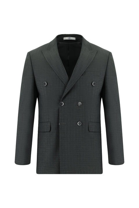 Dark Gray 6-Drop Regular Fit Standard Cut Striped Double-Breasted Suit