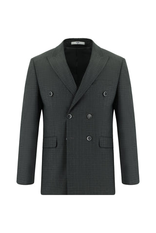  Koyu Füme 7 Drop Slim Fit Dar Kesim Çizgili Kruvaze Takım Elbise