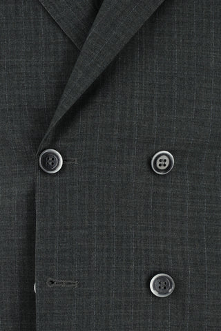  Koyu Füme 7 Drop Slim Fit Dar Kesim Çizgili Kruvaze Takım Elbise