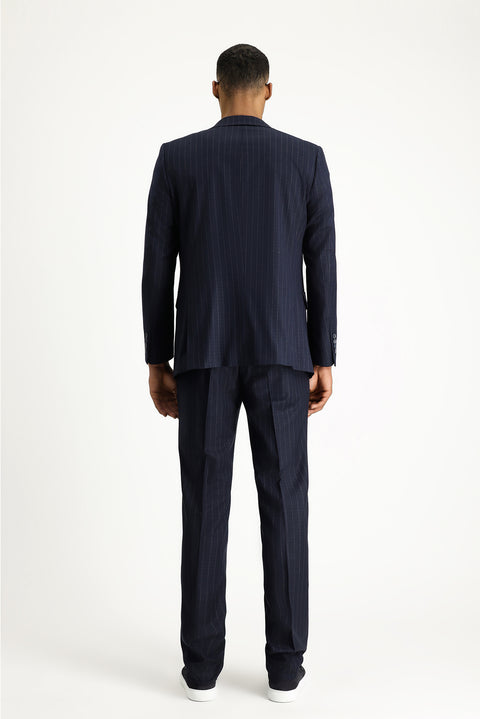 Dark Navy 6 Drop Regular Fit Standard Cut Striped Double-Breasted Suit