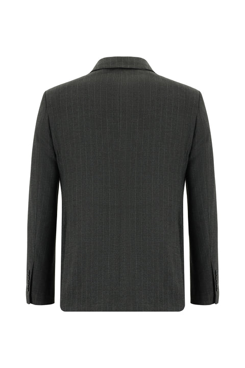 Dark Anthracite 7 Drop Slim Fit Striped Double-Breasted Suit
