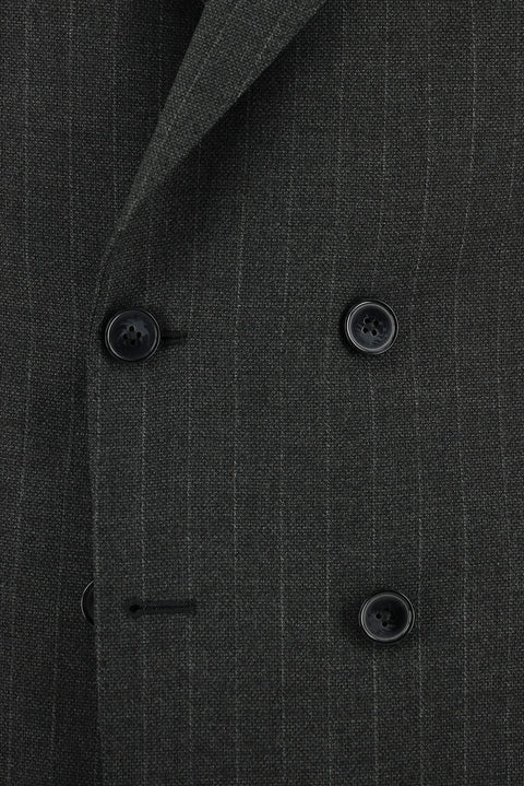 Dark Anthracite 7 Drop Slim Fit Striped Double-Breasted Suit
