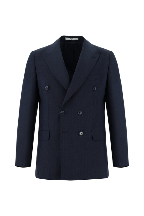 Dark Navy 6 Drop Regular Fit Standard Cut Striped Double-Breasted Suit