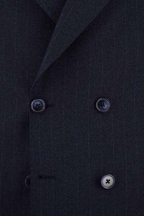 Dark Navy 6 Drop Regular Fit Standard Cut Striped Double-Breasted Suit
