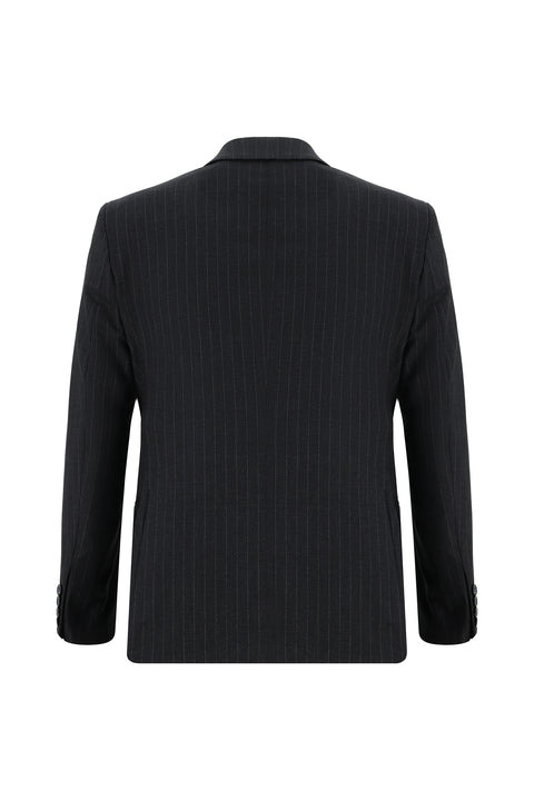 Dark Navy 7 Drop Slim Fit Striped Double-Breasted Suit