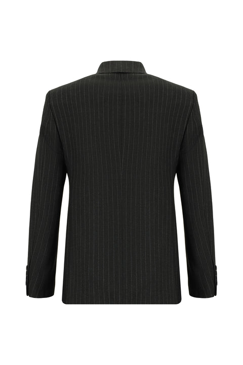 Dark Anthracite 7 Drop Super Slim Fit Extra Narrow Cut Striped Double-Breasted Suit