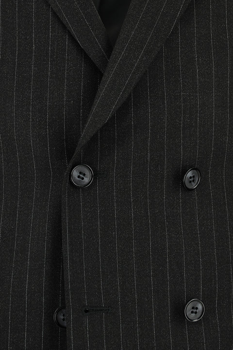 Dark Anthracite 7 Drop Super Slim Fit Extra Narrow Cut Striped Double-Breasted Suit