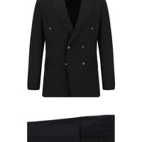 Dark Brown 6 Drop Regular Fit Standard Cut Striped Double-Breasted Suit