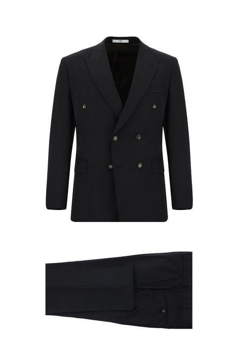 Dark Brown 6 Drop Regular Fit Standard Cut Striped Double-Breasted Suit