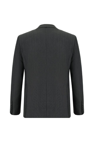  Koyu Antrasit 7 Drop Slim Fit Dar Kesim Çizgili Kruvaze Takım Elbise