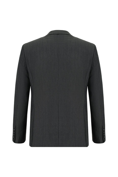 Dark Anthracite 7 Drop Slim Fit Striped Double-Breasted Suit