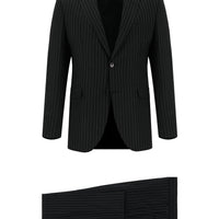 Black 7 Drop Slim Fit Striped Suit