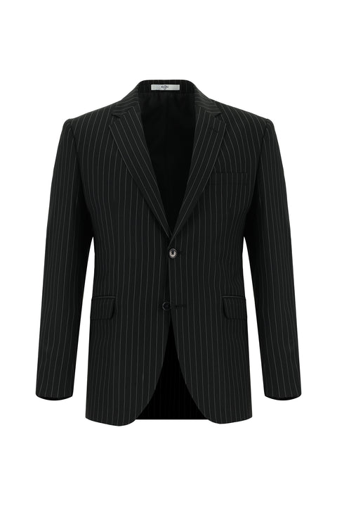 Black 7 Drop Slim Fit Striped Suit