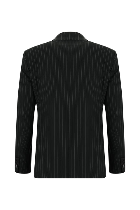 Black 7 Drop Slim Fit Striped Suit