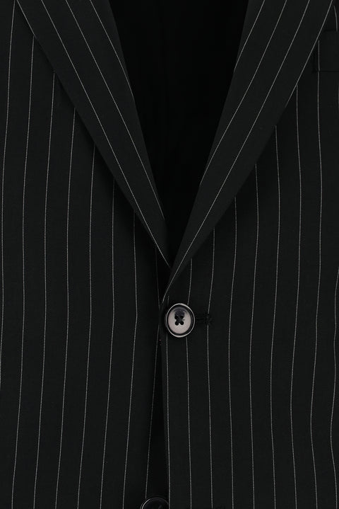 Black 7 Drop Slim Fit Striped Suit