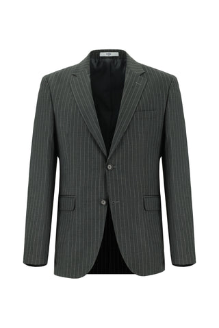  Koyu Füme 7 Drop Slim Fit Dar Kesim Çizgili Takım Elbise