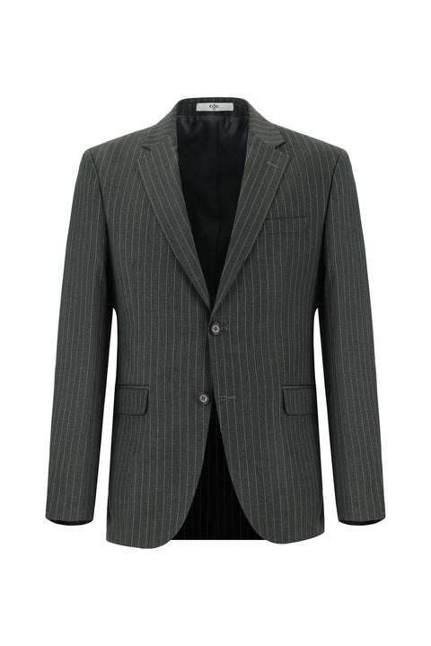 Dark Gray 7 Drop Slim Fit Striped Suit